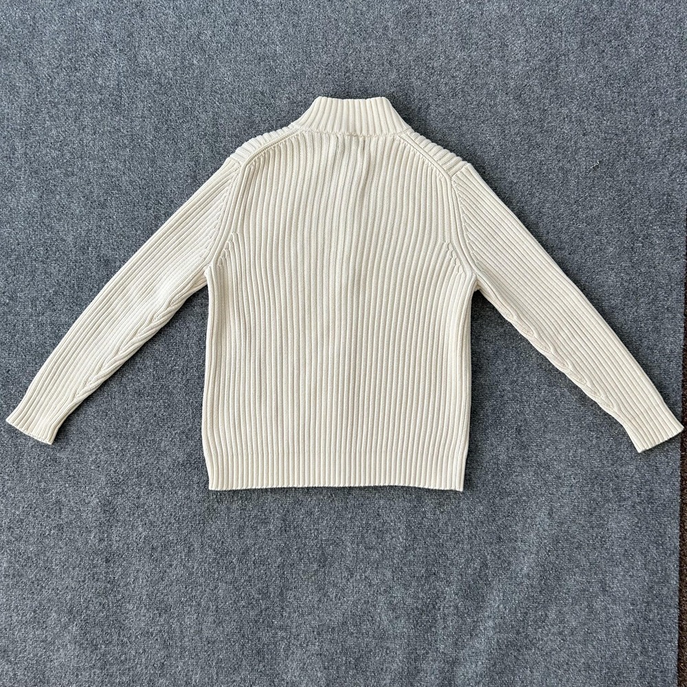 Lands End Sweater Youth 10-12 White Cable Knit Full Zip Mock Japan Vintage Kids - Picture 10 of 10